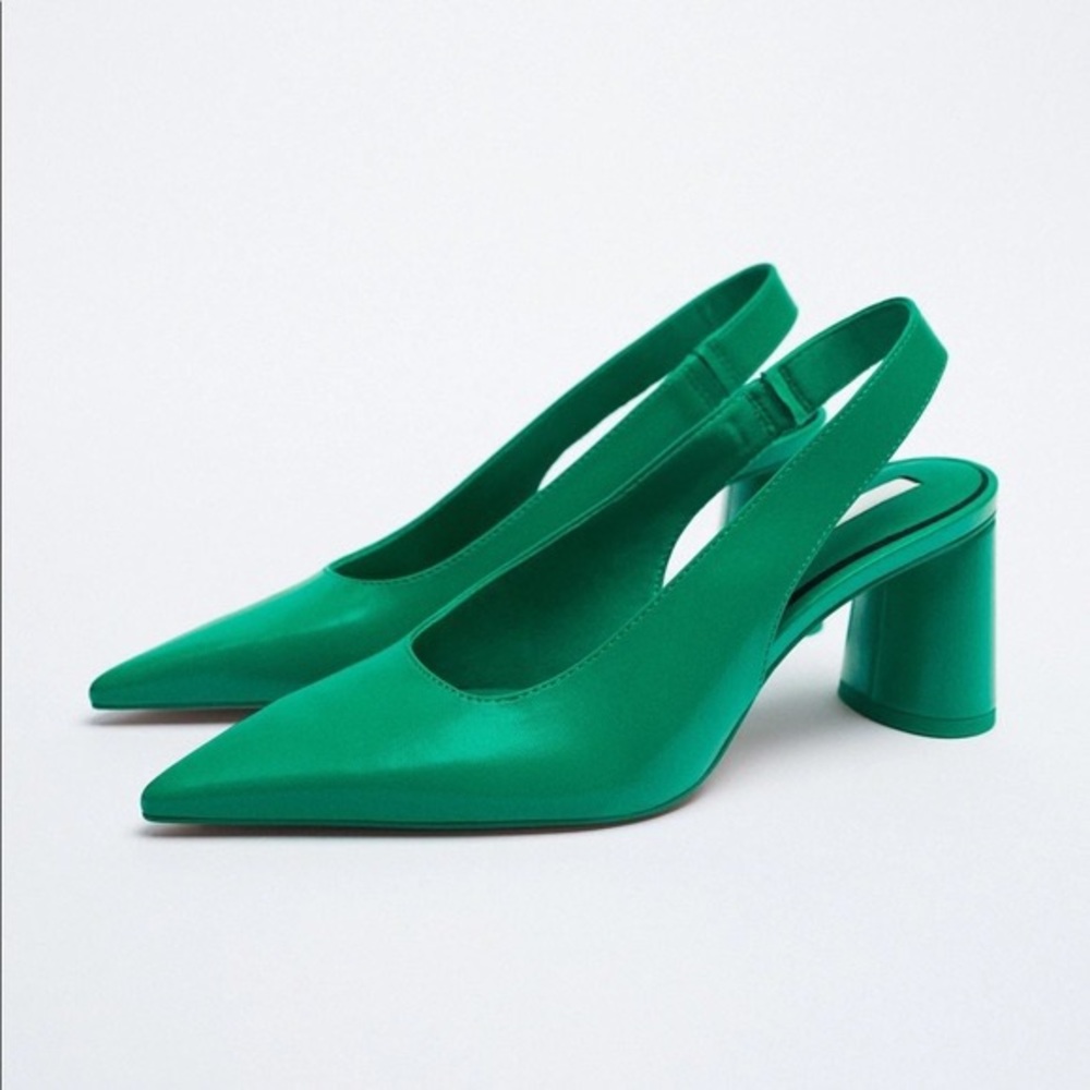 Zara chunky heeled sling back